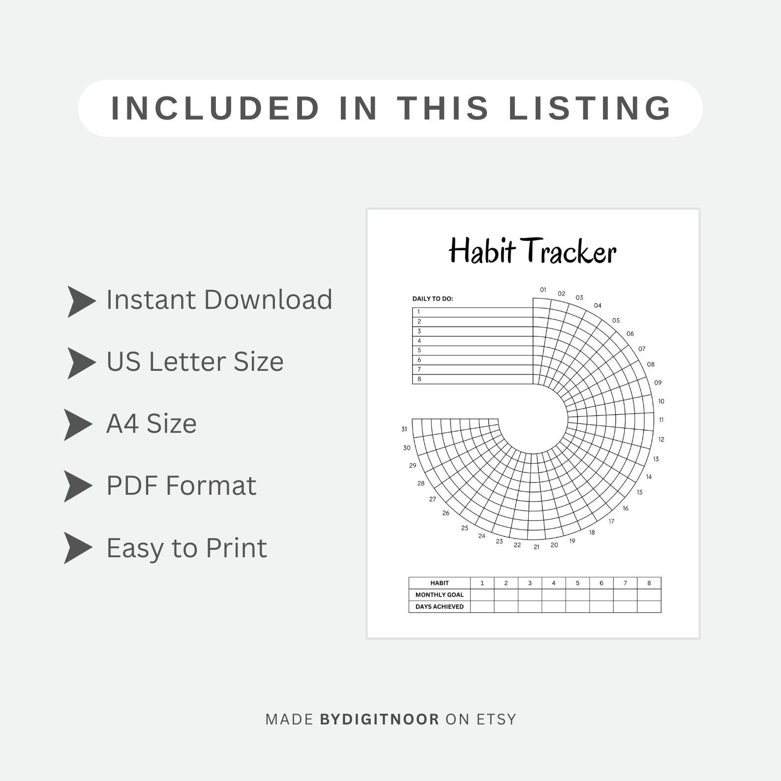 Circle Habit Tracker Printable: Monthly Goal Planner (PDF) - Etsy