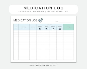 Printable Medication Tracker: Medicine Log, Supplements Checklist (US Letter & A4 PDF)