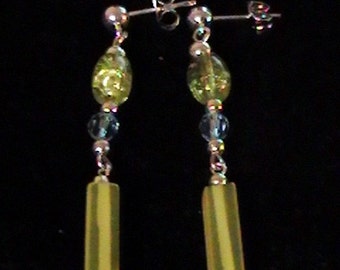 Green Glass Dangle Earrings