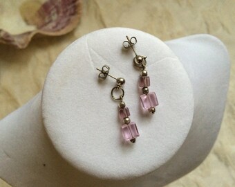 Pink Cube Earrings