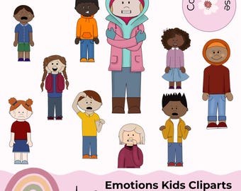 Emotions Clipart Set – Hand-Drawn Feelings Illustrations | Cute Kids Emotions PNG | SEL Resources | Classroom Clipart | Teacher Graphics