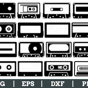 Cassette Svg, Cassettes Silhouette, Cassettes Vector, Cassette Dxf, Png