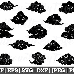 Eastern Chinese Clouds Svg, Clouds Silhouette, Clouds Cut File, Clouds Vector, Jpeg, Png