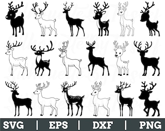 Schattig rendier Svg, schattig rendier silhouet, schattig rendier Vector, rendier Dxf, png