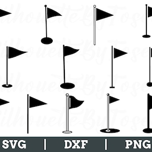 Golf Flag Svg, Golf Flag Silhouette, Golf Flag Cut File, Dxf, Png