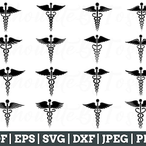 Caduceus Symbol Svg, Caduceus Cut File, Medical Symbol, Caduceus Silhouette, Jpeg, Png