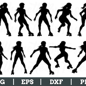 Roller Derby Girl Svg, Roller Derby Silhouette, Roller Derby Vector, Dxf, Png