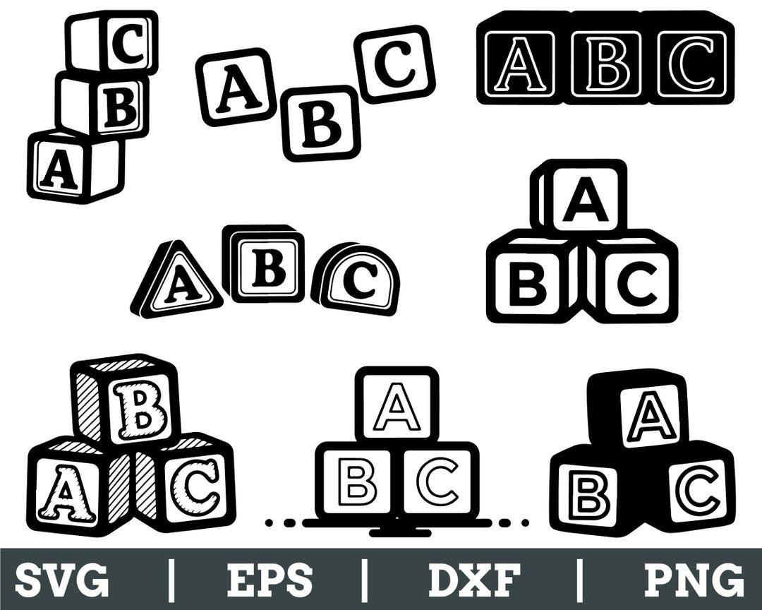 Simple ABC Blocks Svg, Dxf, Png - Etsy