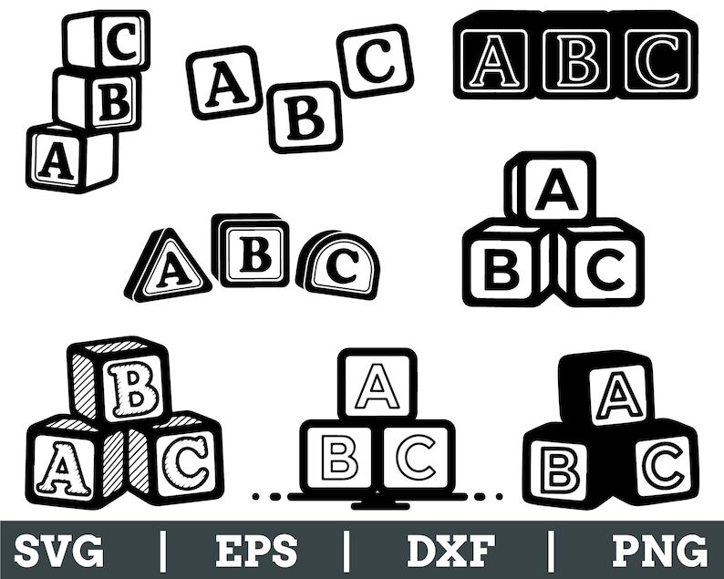 Simple Abc Block Simple ABC Blocks Svg, Dxf, Png - Etsy