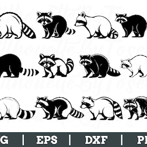 Raccoon Svg, Raccoon Vector, Raccoon Silhouette, Outlined Raccoon Dxf, Png