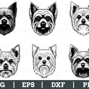 Yorkshire Terrier Dog Face Svg, Yorkshire Terrier Dog Silhouette, Dxf, Png