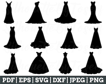Bridesmaid Dresses Svg, Bridesmaid Silhouette, Bridesmaid Cut File, Bridesmaid Vector, Jpeg, Png