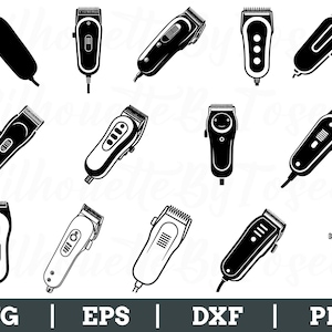 Hair Clipper Svg, Hair Clipper Silhouette, Outlined Hair Clipper Dxf, Hair Clipper Dxf, Png