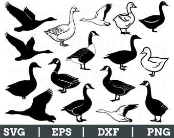 ガチョウのSVG、ガチョウのシルエット、ガチョウのベクター、飛んでいるガチョウのDXF、PNG