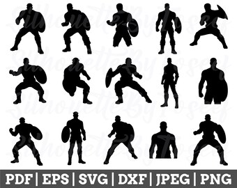 Captain America Svg, Captain America Silhouette, Captain America Cut File, Captain America Vector, Jpeg, Png