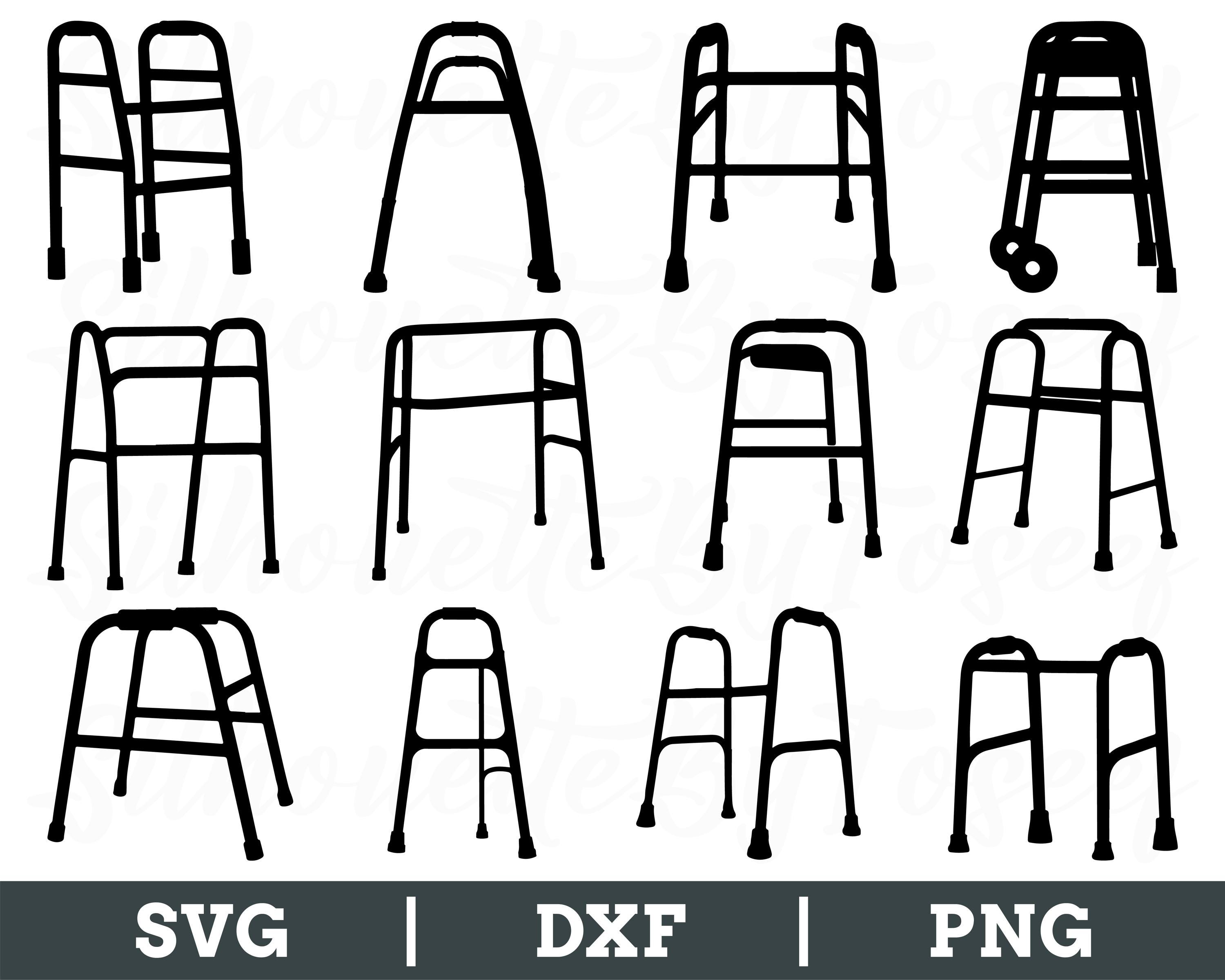 Medical Walker Svg, Walker Silhouette, Walker Cut File, Walker Dxf, Png ...