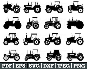 Tractor Svg, Tractors Silhouette, Tractors Cut File, Tractors Vector, Jpeg, Png