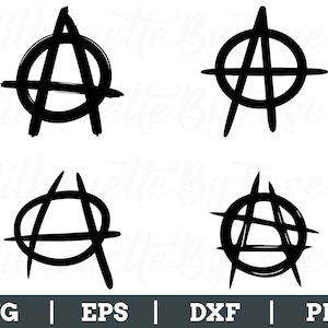 Anarchy Symbol Svg, Anarchy Silhouette, Anarchy Cut File, Anarchy Dxf, Png