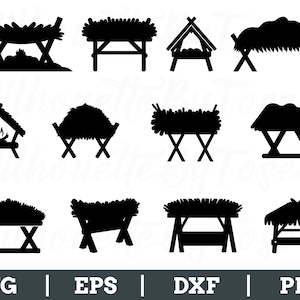 Christmas Manger Svg, Christmas Manger Cut File, Christmas Manger Silhouette, Dxf, Png
