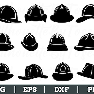 Fireman Hats Svg, Fireman Hat Silhouette, Fireman hat Cut File, Fireman Hat Vector, Dxf, Png