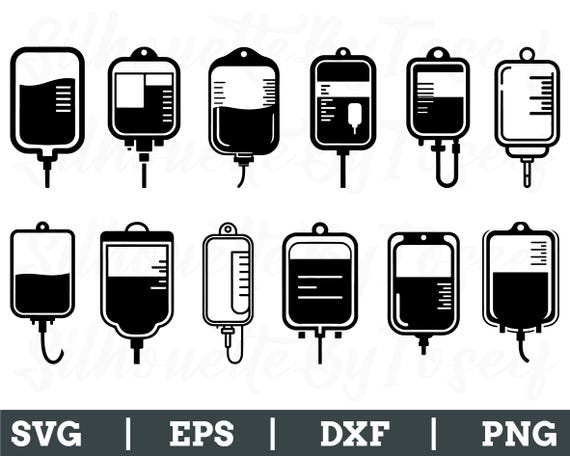 Medical IV Bags Svg, Iv Bag Silhouette, Iv Bag Vector, Dxf, Png