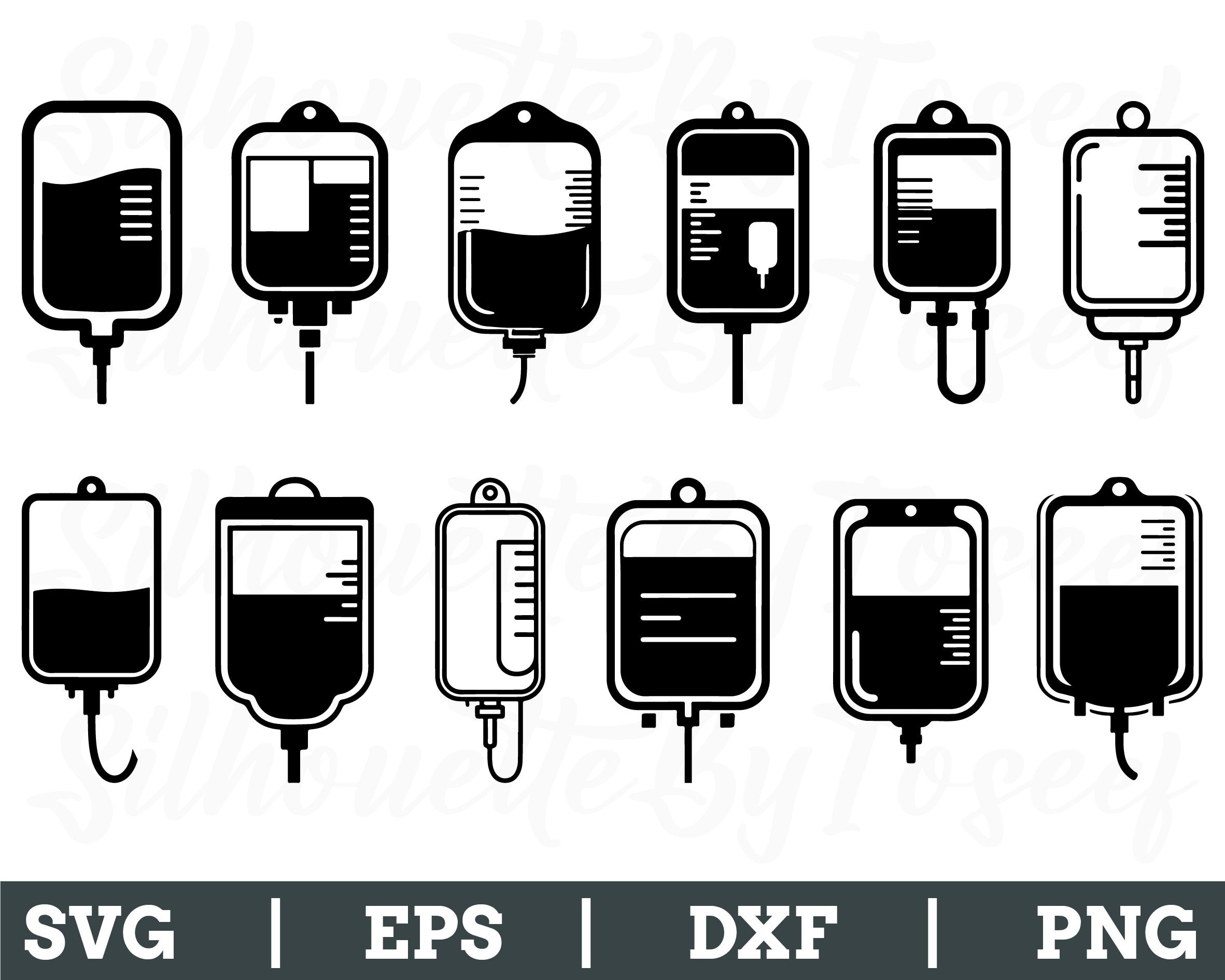 Medical IV Bags Svg, Iv Bag Silhouette, Iv Bag Vector, Dxf, Png