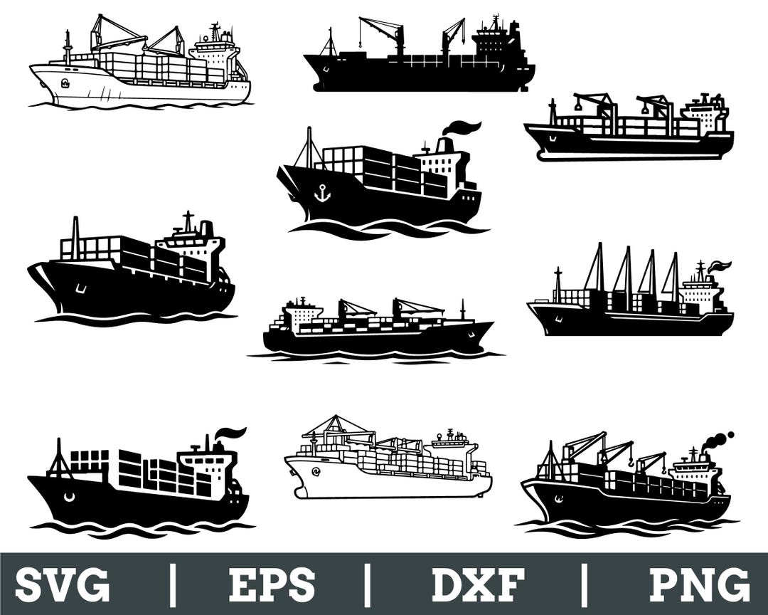 Container Ship Svg Css Code Cargo Ships Svg, Dxf, Png - Etsy