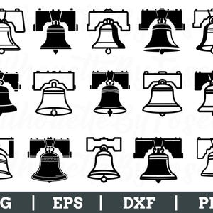 Liberty Bell Svg, Liberty Bell Vector, Liberty Bell Silhouette, Outlined Liberty Bell Dxf, Png
