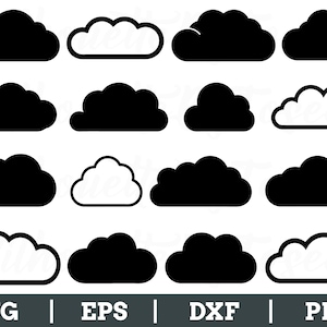 Clouds Svg, Clouds Cut File, Clouds Vector, Cloud Icon Dxf, Png