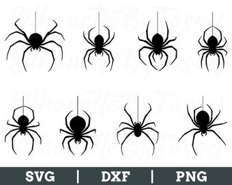 Hanging Halloween Spiders Svg, Spider Vector, Spider Silhouette, Png