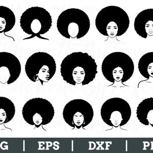 Afro Woman Profile Svg, Afro Woman Face Silhouette, Afro Woman Vector, Dxf, Png