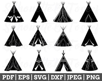 Teepee Svg, Teepee Silhouette, Teepee Cut File, Teepee Vector, Teepee Dxf, Jpeg, Png