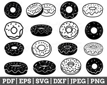 Donut Svg, Donut Cut-bestand, Donut silhouet, Donut Cricut, Donut Vector, Donut Dxf, Jpeg, Png
