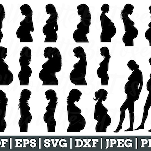 Sylwetka kobiety w ciąży, ciąża Svg, plik cięcia w ciąży, ciąża wektor, jpeg, png