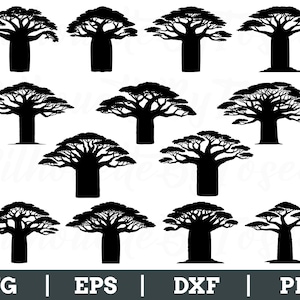 Baobab Tree Svg, Baobab Trees Silhouette, Baobab Tree Vector, Dxf, Png