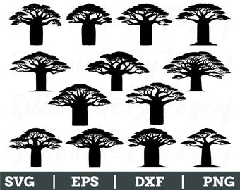Baobab Tree Svg, Baobab Trees Silhouette, Baobab Tree Vector, Dxf, Png