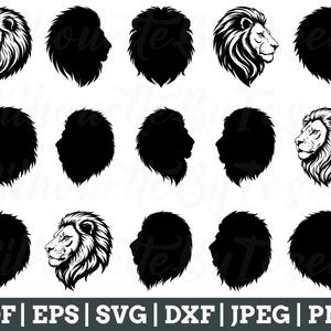 Lion Head Svg, Lion Head Cut File, Lion Vector, Lion Silhouette, Jpeg, Png