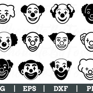 Funny Clown Face Svg, Funny Clown Face Silhouette, Clown Face Vector, Dxf, Png