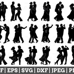 カップルのダンス SVG、カップルのダンス シルエット、カップルのベクター、カップルのカット ファイル、Jpeg、Png