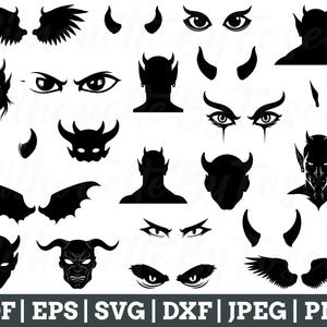 Diabeł Svg, Diabeł Cut File, Twarz Diabła, Maska Diabła, Sylwetka Diabła, Wektor Diabła, Jpeg, Png
