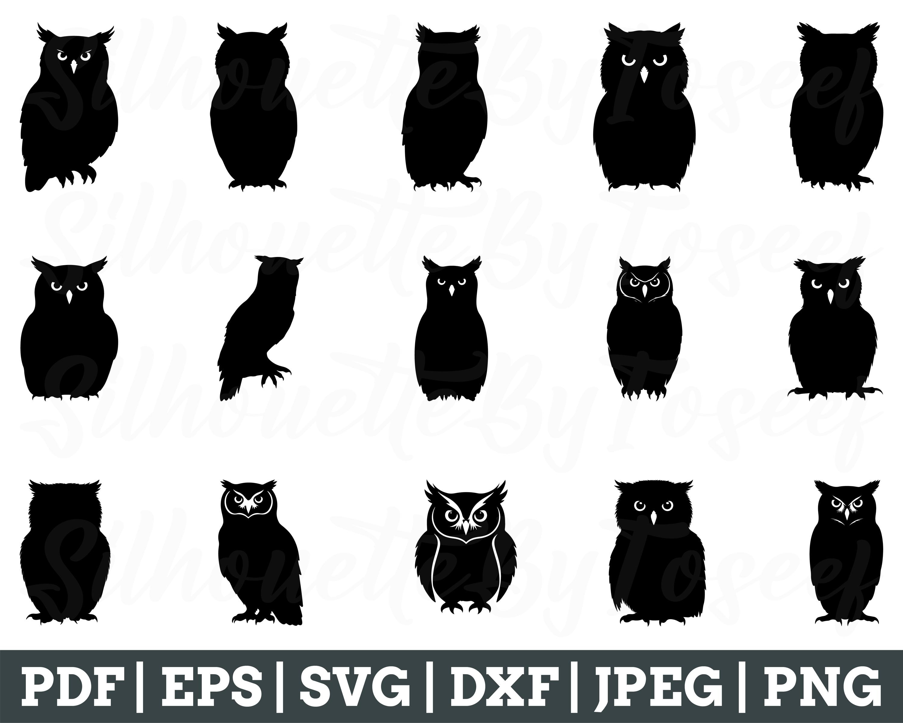 Owl Svg, Owl Silhouette, Owl Cut File, Owl Cricut, Owl Dxf, Jpeg, Png