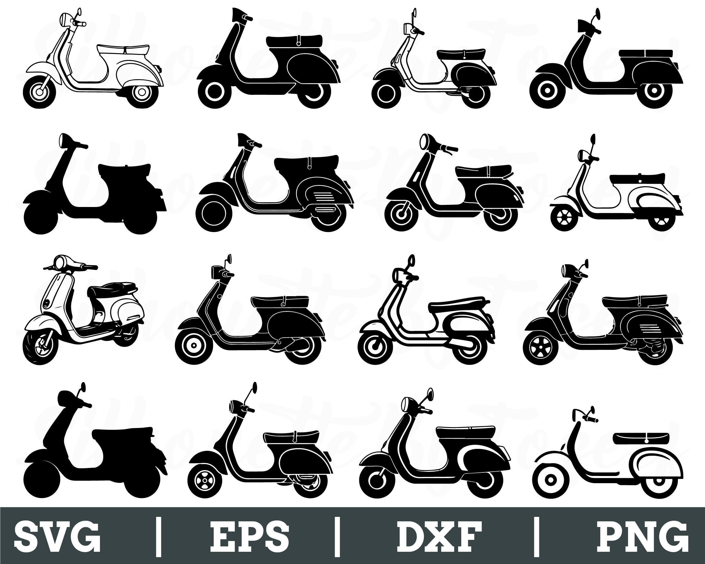 Scooters Svg, Silhouette de scooter, Scooter vectoriel, Scooter Dxf, Png