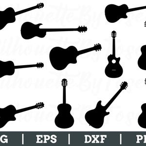 Guitar Svg, Guitar Silhouette, Guitar Vector, Guitar Dxf, Png