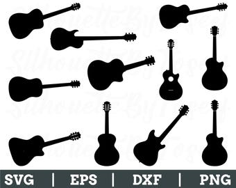 Guitar Svg, Guitar Silhouette, Guitar Vector, Guitar Dxf, Png