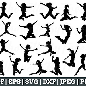 Jumping Girl Svg, Jumping Girl Cut File, Jumping Girls Vector, Jumping Girls Dxf, Jpeg, Png