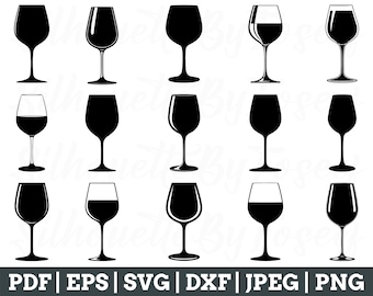 Wine Glass Svg, Wine Glass Silhouette, Wine Glass Vector, Wine Glass Cricut, Jpeg, Png