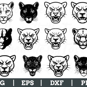 Faccia di puma in formato SVG, Silhouette di faccia di puma, Faccia di puma in formato DXF, PNG