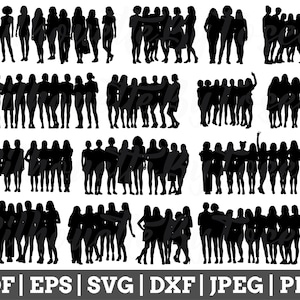 女性の友人グループ SVG、友人グループ カット ファイル、女性の友人、Jpeg、Png