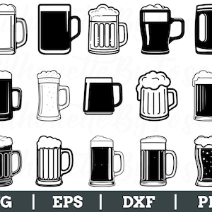 Beer Mugs Svg, Beer Mug Vector, Beer Mug Cut File, Beer Mug Dxf, Png