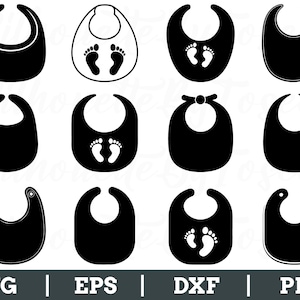 Baby Bib Svg, Baby Bib Vector, Baby Bib Silhouette, Baby Bib Cut File, Dxf, Png